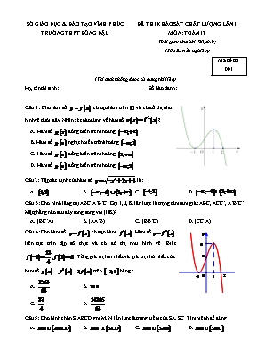 Đề thi khảo sát chất lượng môn Toán lần 1 - Mã đề 001 - Trường THPT Đồng Đậu (Có đáp án)